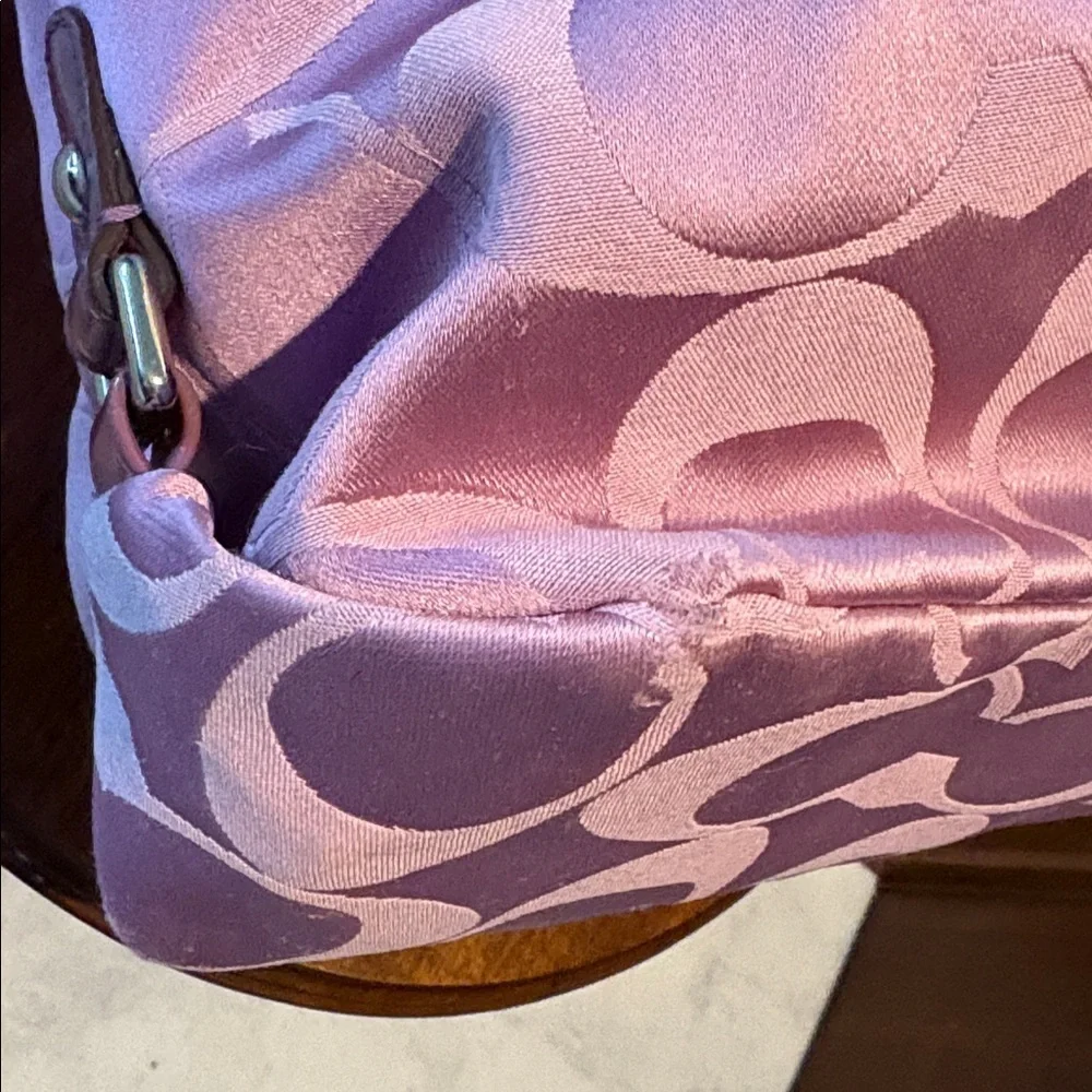 Coach  Brooke satchel  monogram canvas  lavender/dark violet trim Crossbody bag